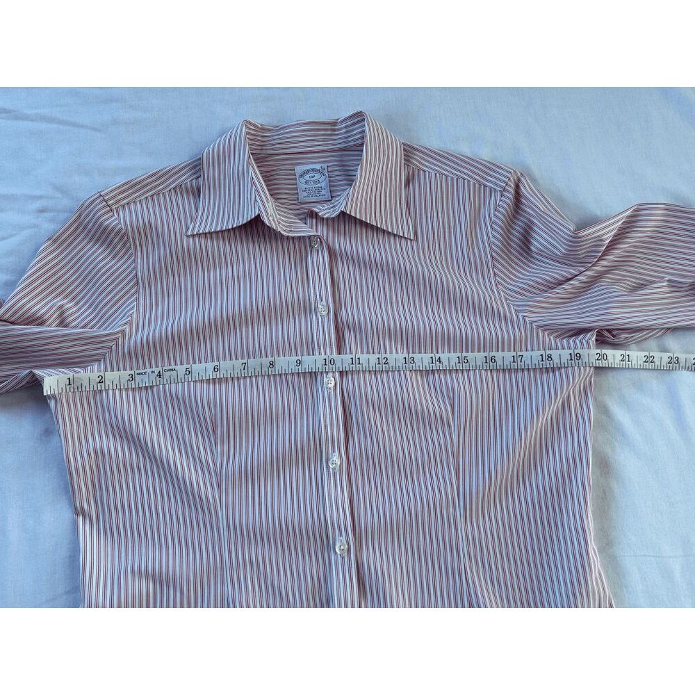 Brooks Brothers Petite Fitted Button Down Shirt, Red/White Stripe, Size 10P - Picture 5 of 7